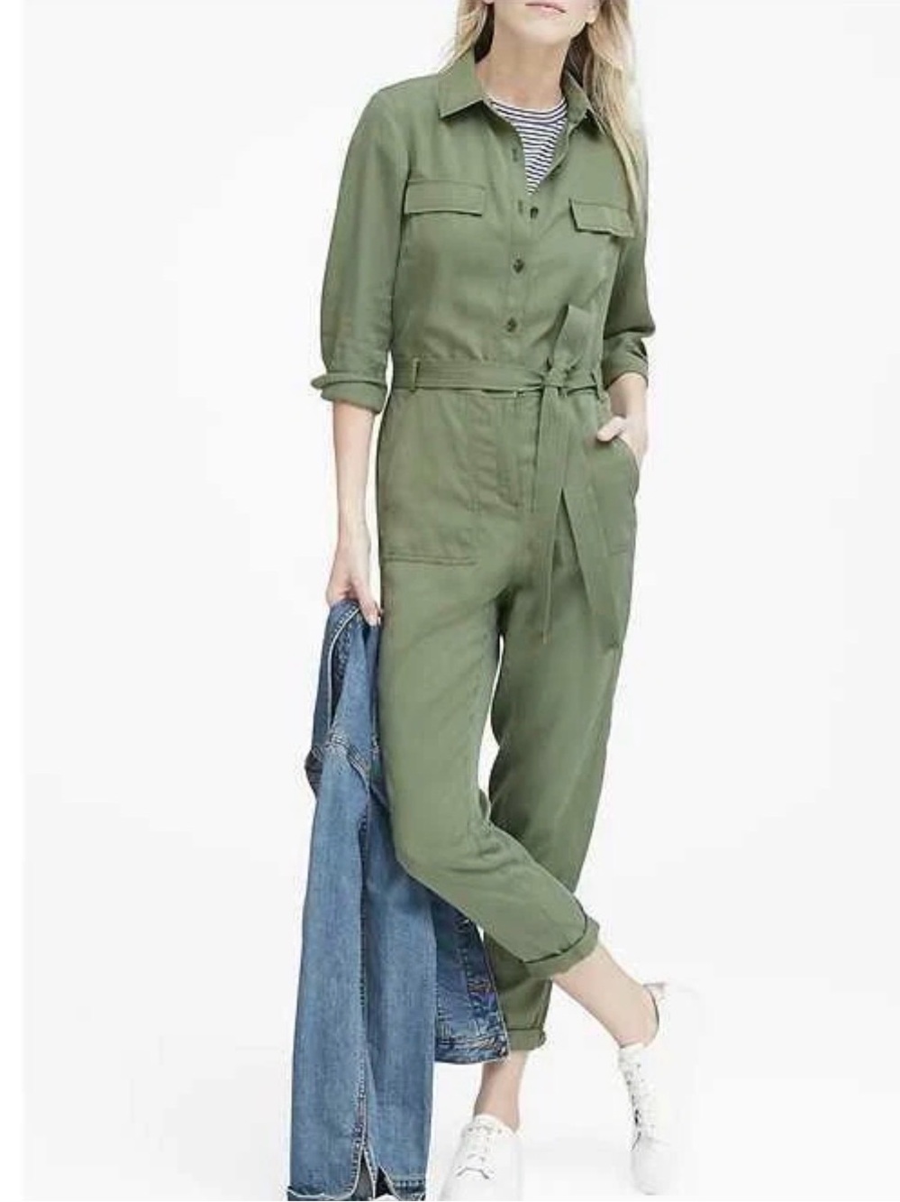 Banana Republic Olive Green Utility Jumpsuit